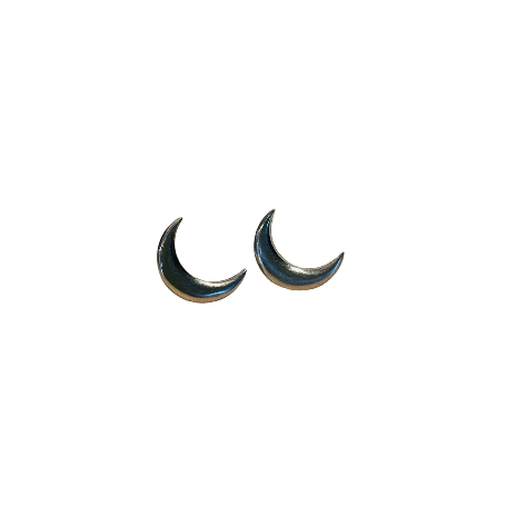 14k white gold, stud earrings, crescent moon, handmade earrings