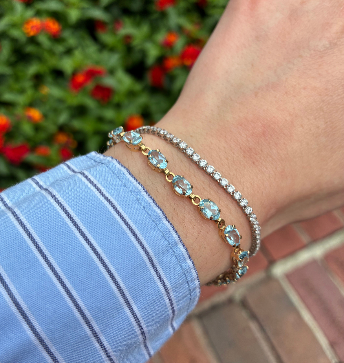 Vintage Blue Topaz Tennis Bracelet