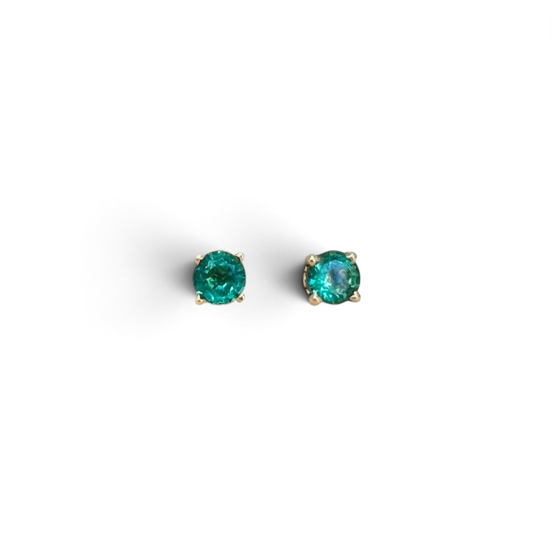 14k Precious Gemstone Stud Earrings