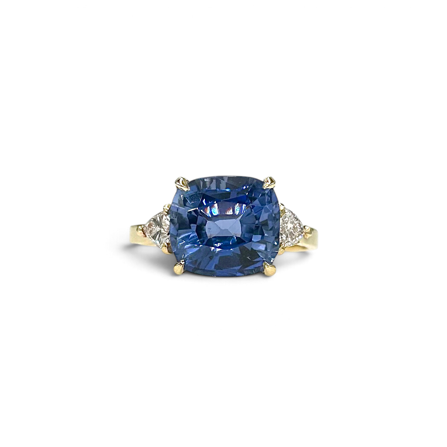 Cushion Cut Sapphire and Diamond Ring