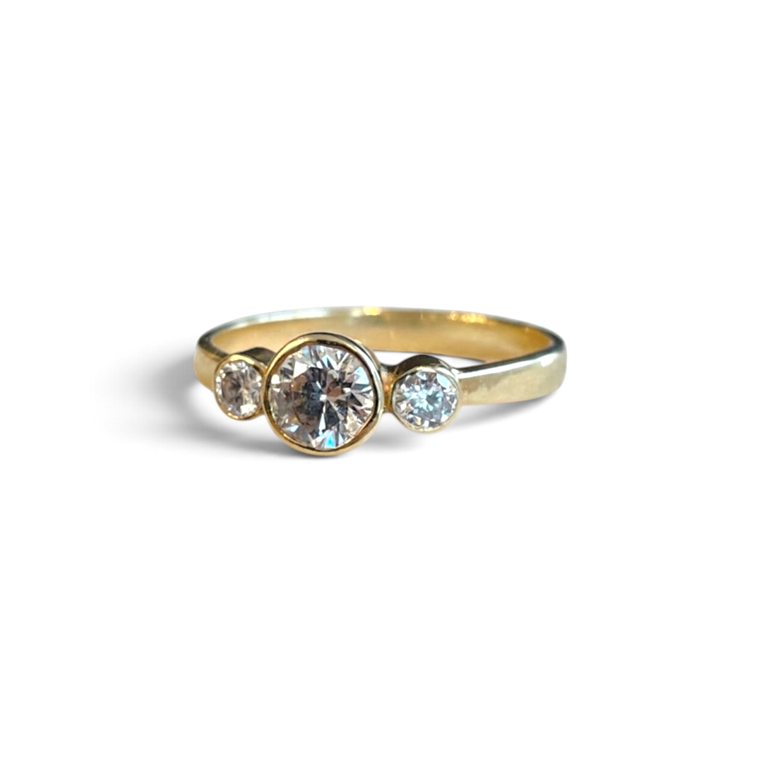Bezel Trio Engagement Ring