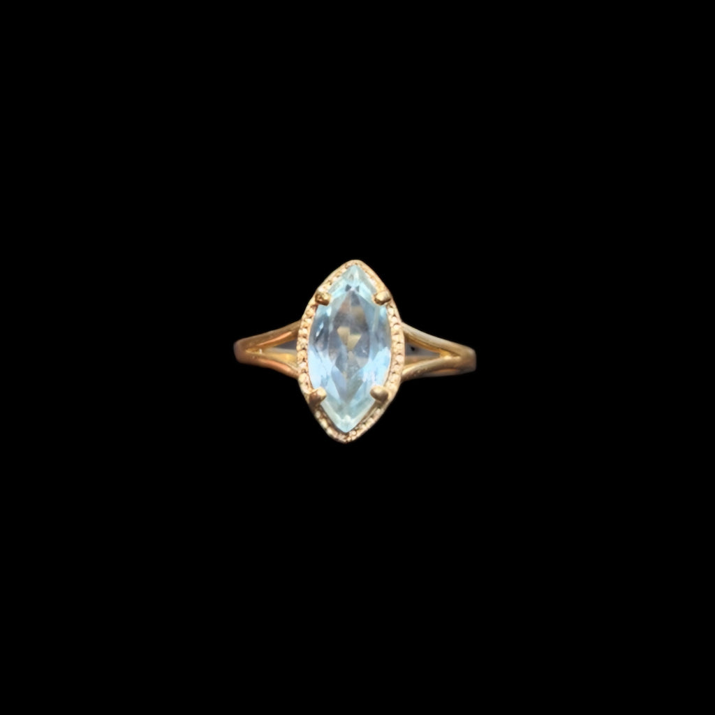 Vintage 15k Aquamarine Marquise Ring
