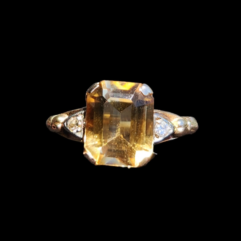 Antique Citrine Ring with Diamonds