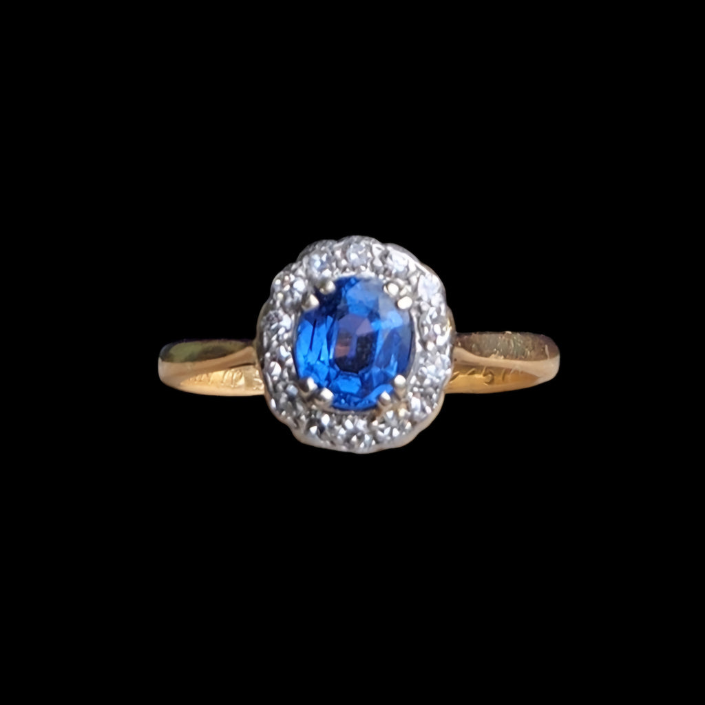 Edwardian Ceylon Sapphire Halo Ring