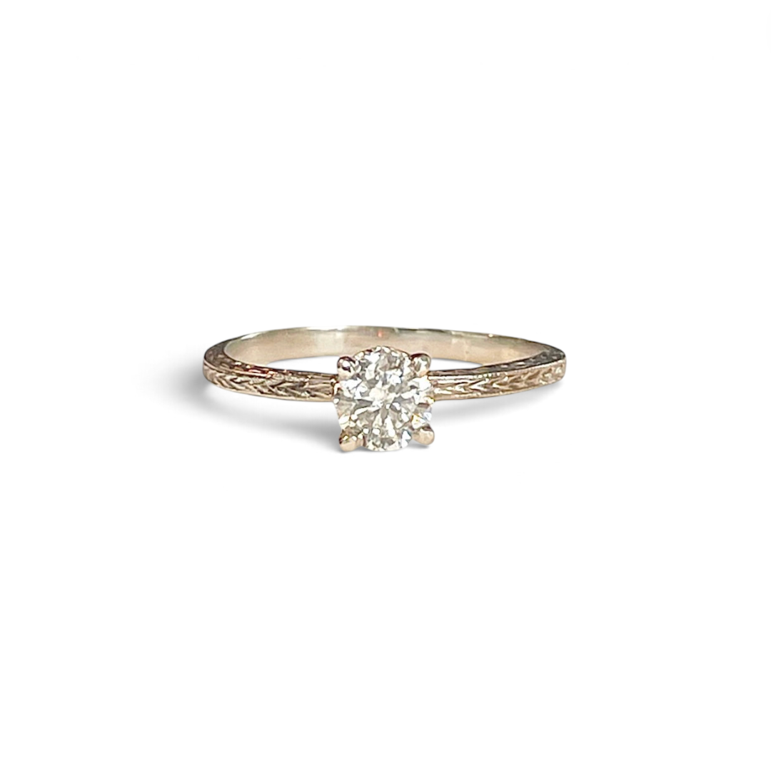 White Gold Wheat Solitaire Ring