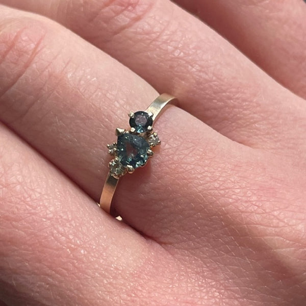 Petite Asymmetrical Sapphire Cluster Ring