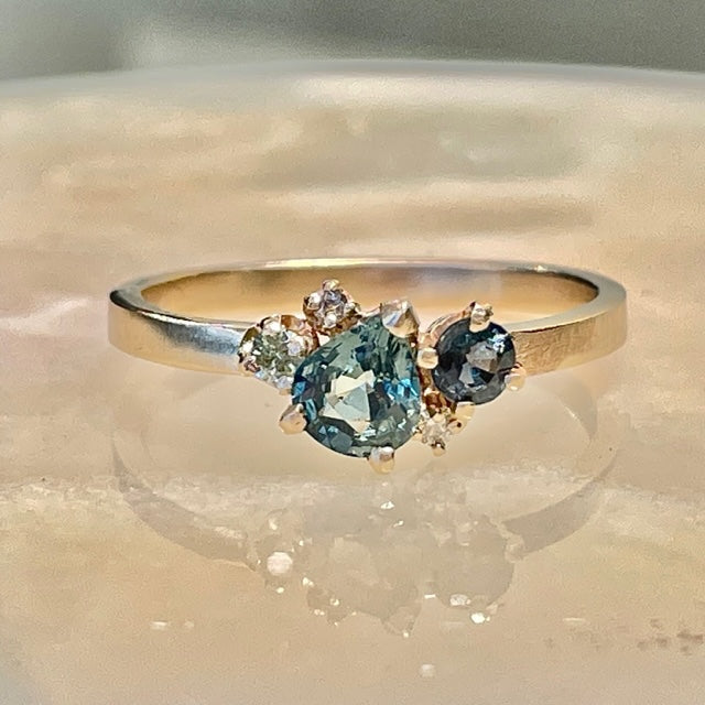 Petite Asymmetrical Sapphire Cluster Ring