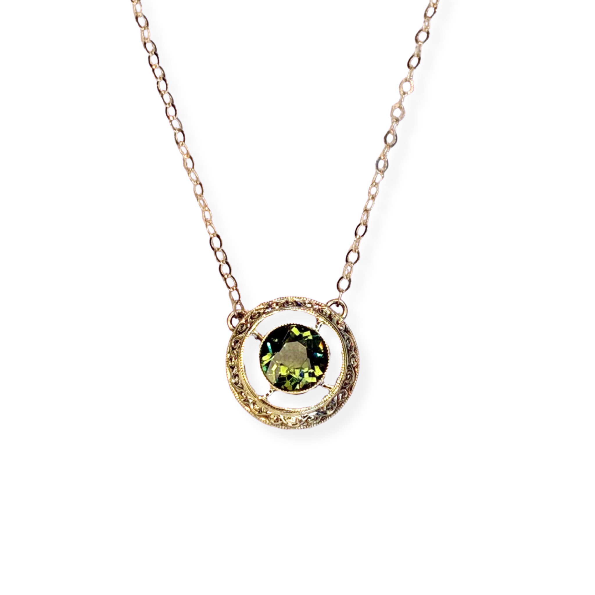 Antique Victorian 14k and Faux Peridot
