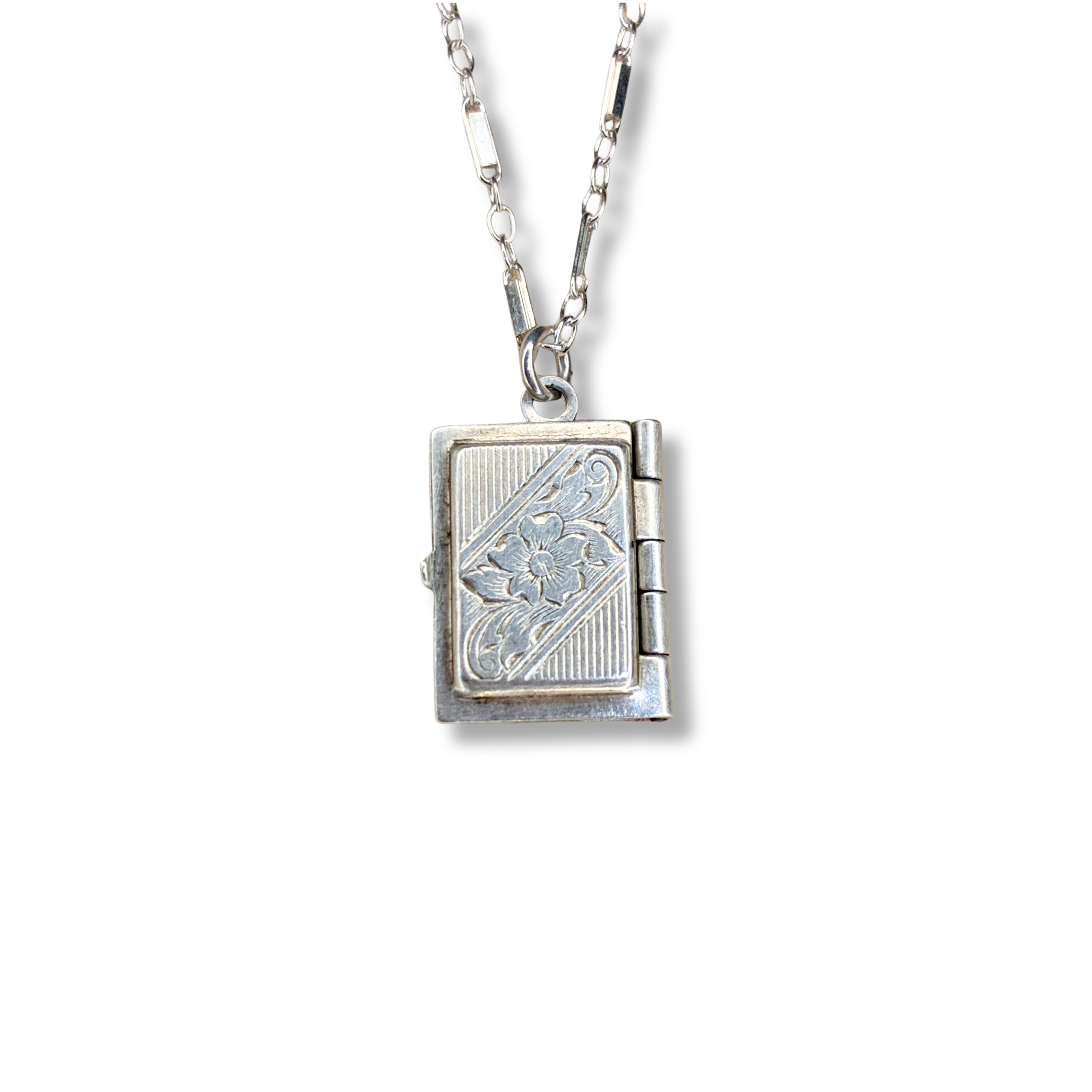 Vintage Victorian Revival Sterling Silver Book Locket