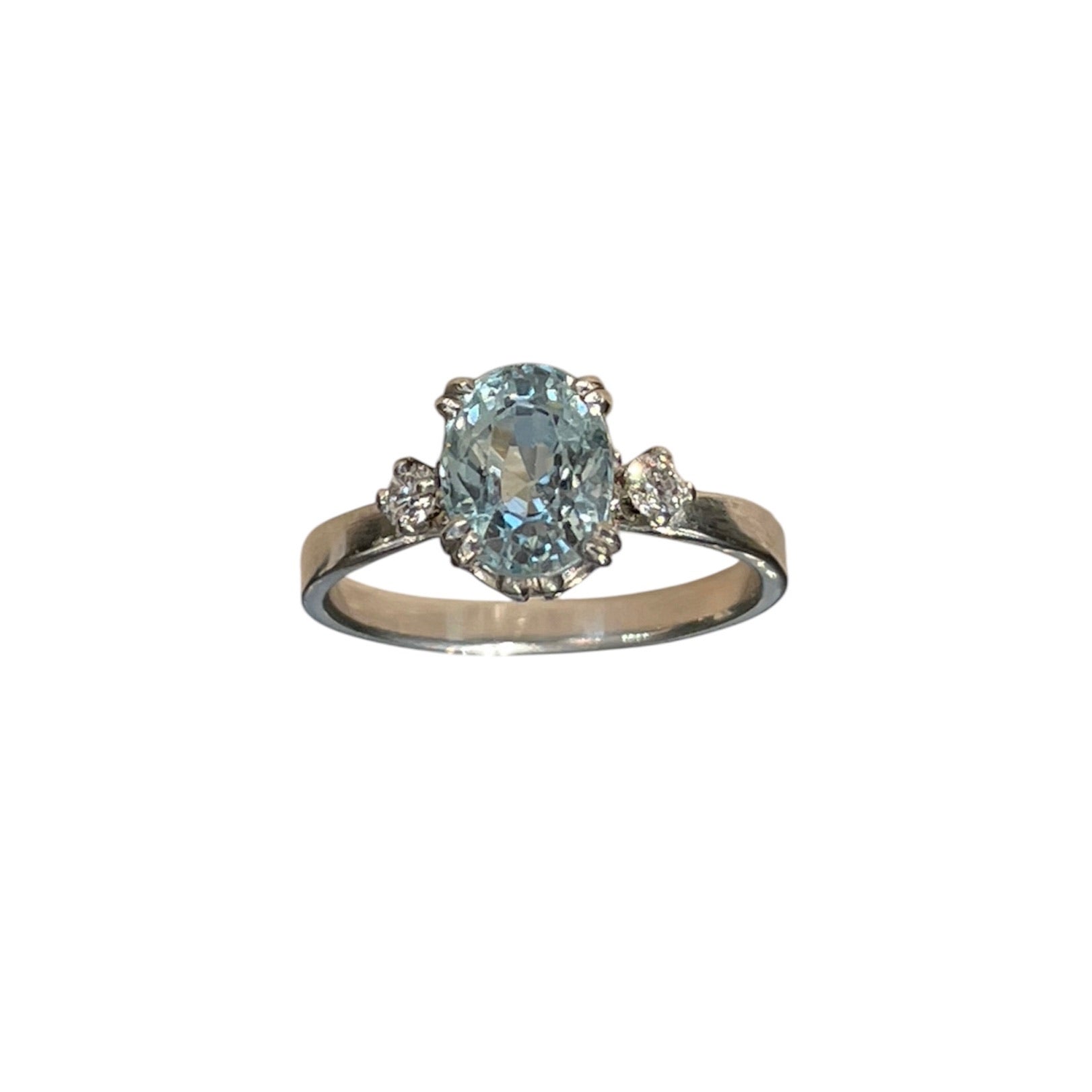 Platinum Oval Aquamarine Ring