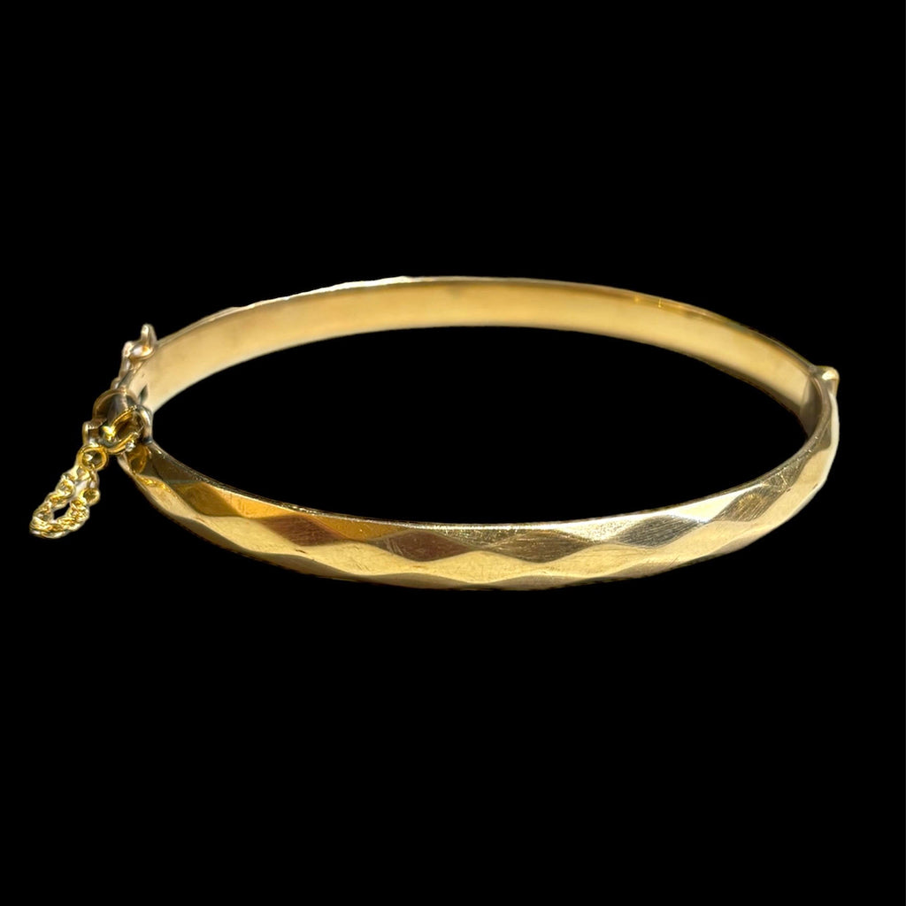 Vintage Gold Faceted Texture Bangle