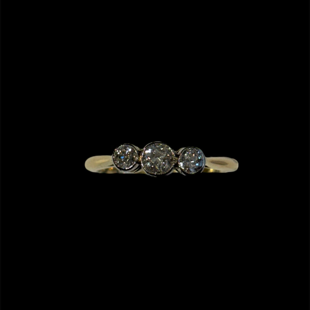 Art Deco Bezel-Set Trio Engagement Ring
