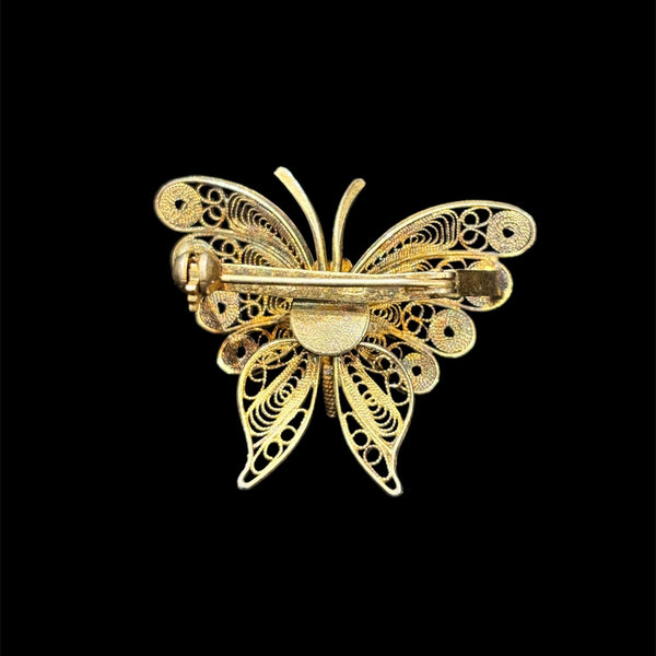 Vintage European Filigree Butterfly Brooch