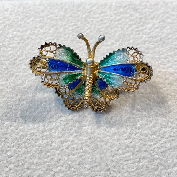 Plique-à-Jour Cannetille Butterfly Pin