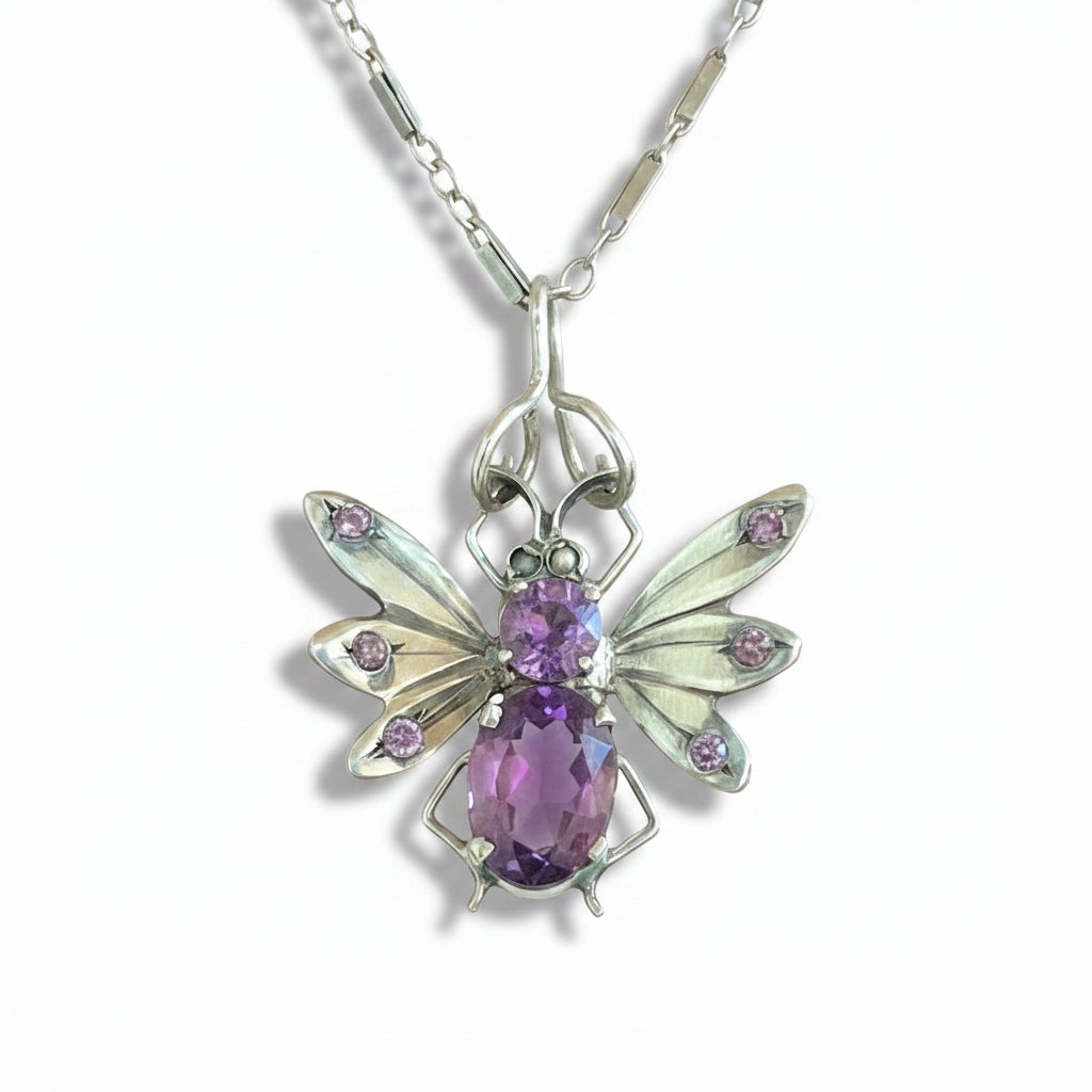 Antique Victorian Amethyst Butterfly Necklace