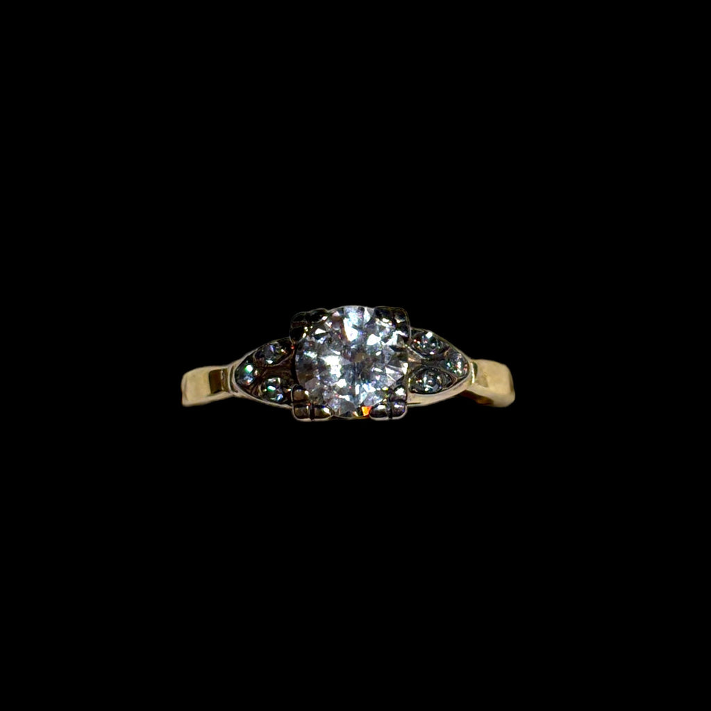 Art Deco Accented Solitaire Engagement Ring