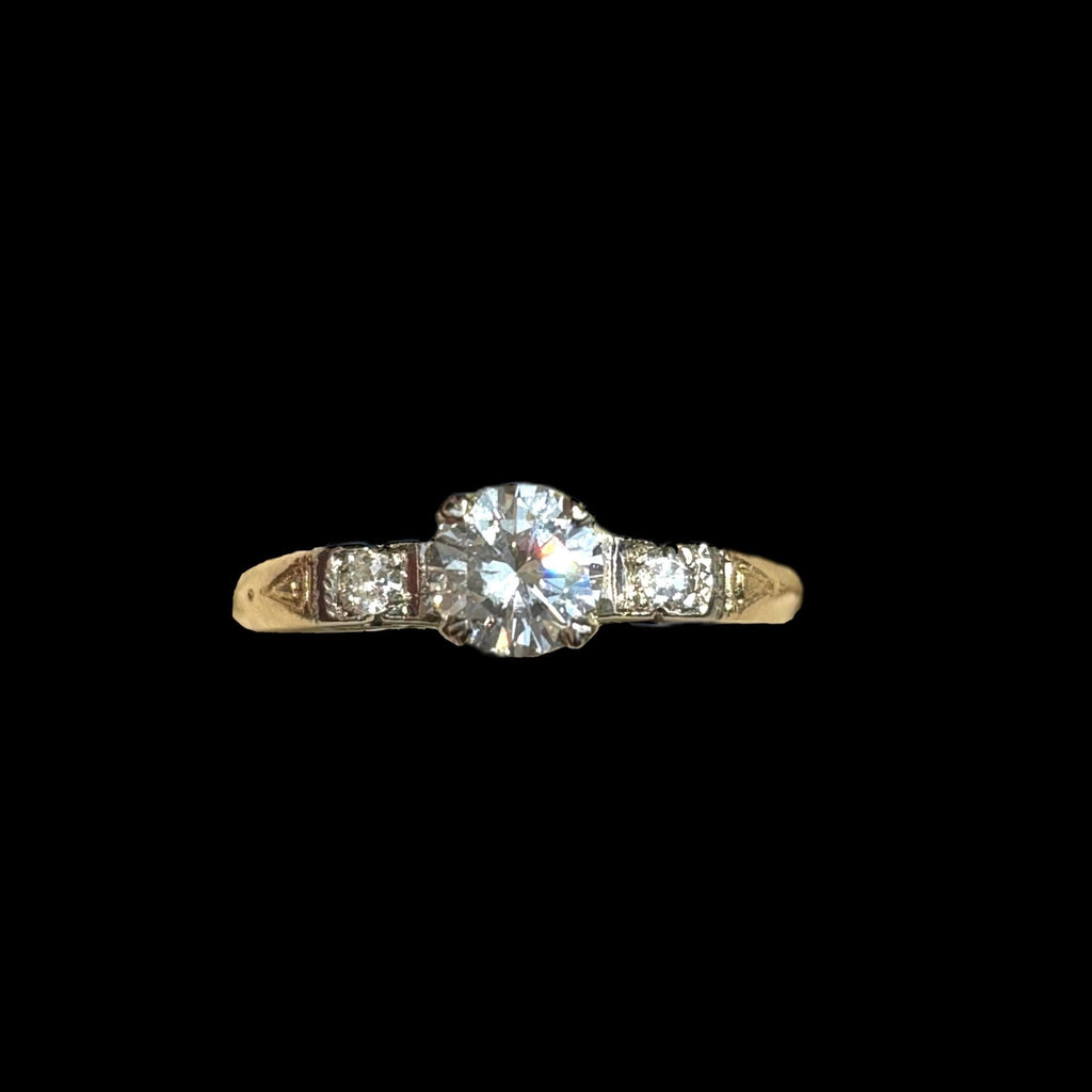 Art Deco Mixed Metal Solitaire Engagement Ring