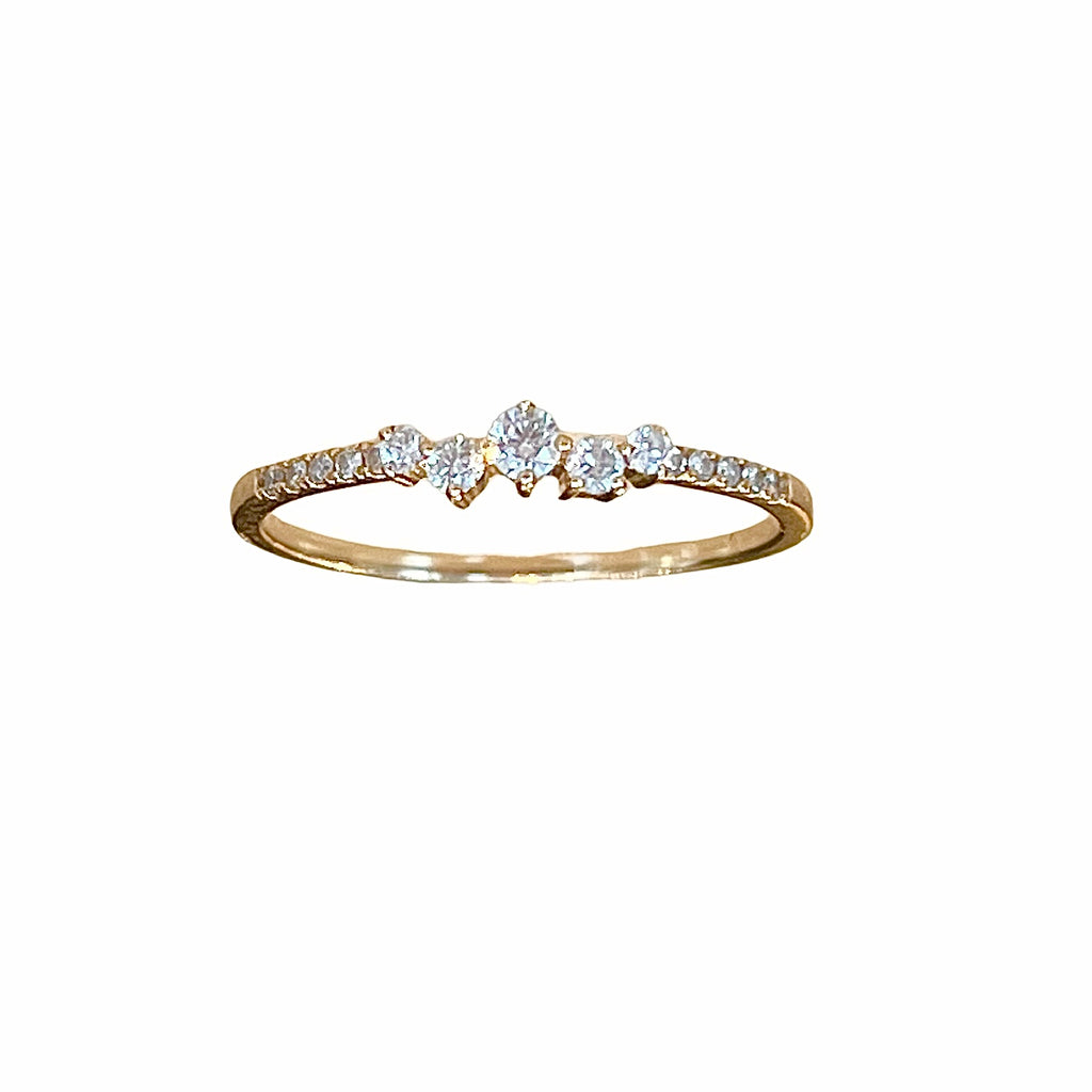 Asymmetrical Diamond Pave Ring