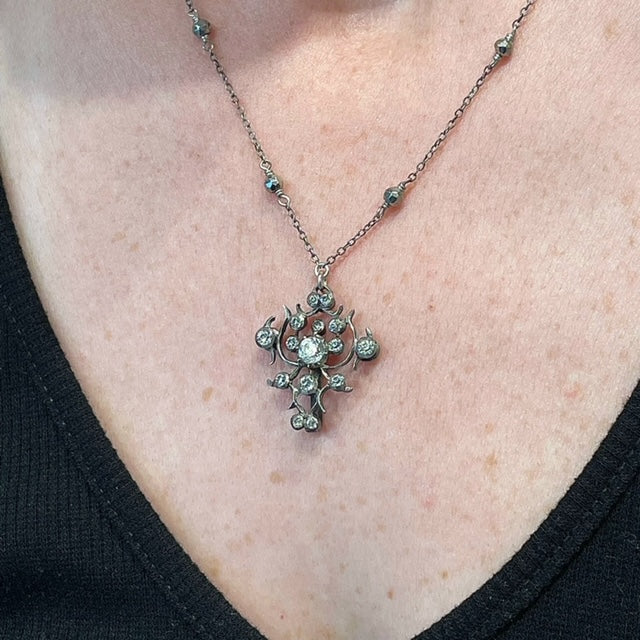 Edwardian Hand-Chased Sterling Silver Pendant