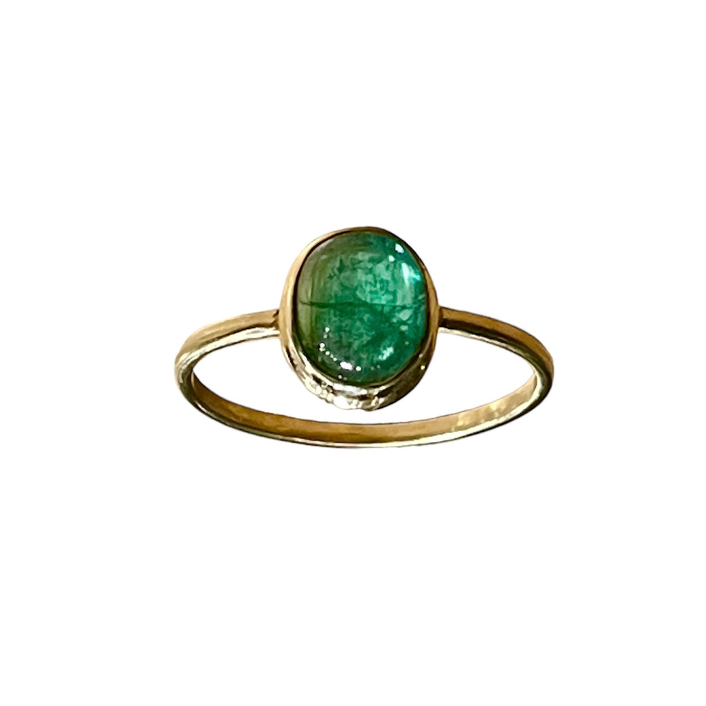 Emerald Cabochon Solitaire Ring