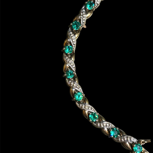 Vintage Sterling Silver Emerald Bracelet