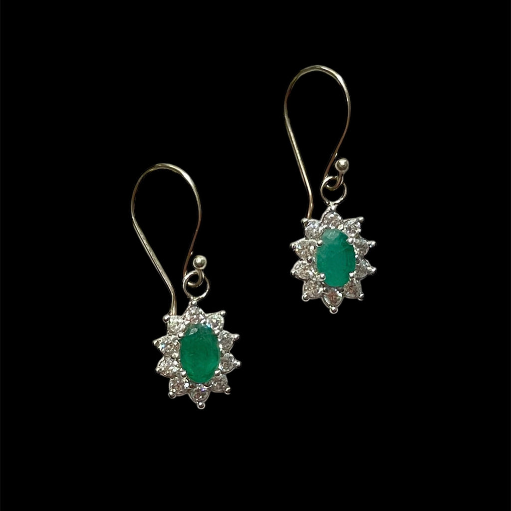 Antique Emerald and Diamond Earrings