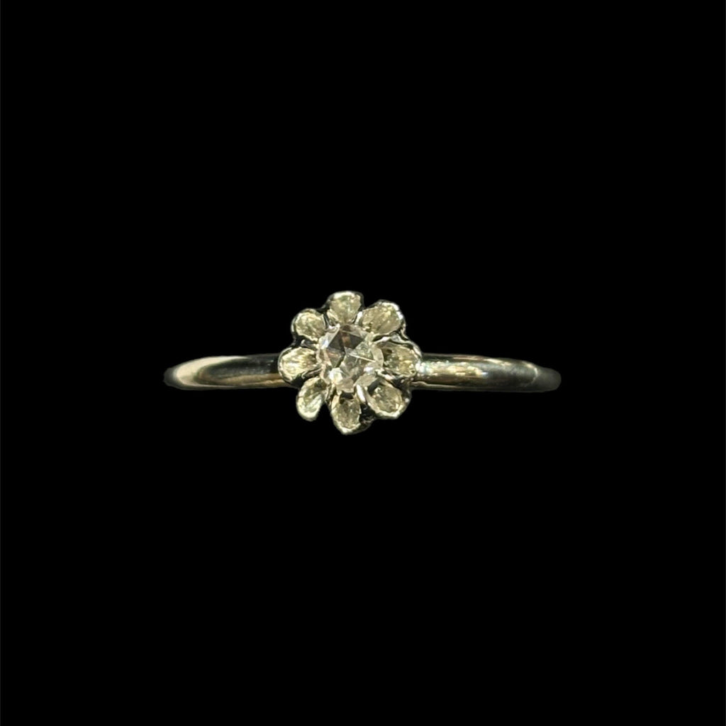 Georgian Flower Rose-Cut Diamond Solitaire Ring
