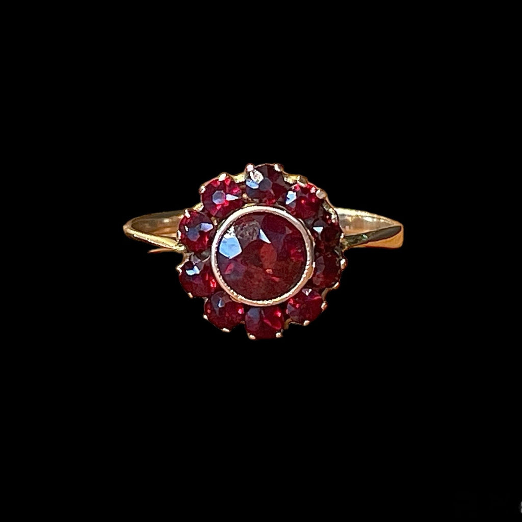 Antique Garnet Floral Ring