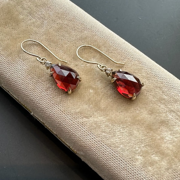 Rose-Cut Garnet and Diamond Earrings