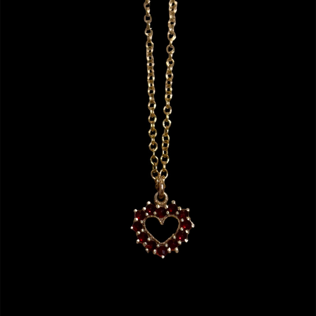 Antique Garnet Heart Necklace