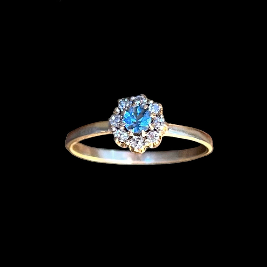 Antique Sapphire and Diamond Halo Ring
