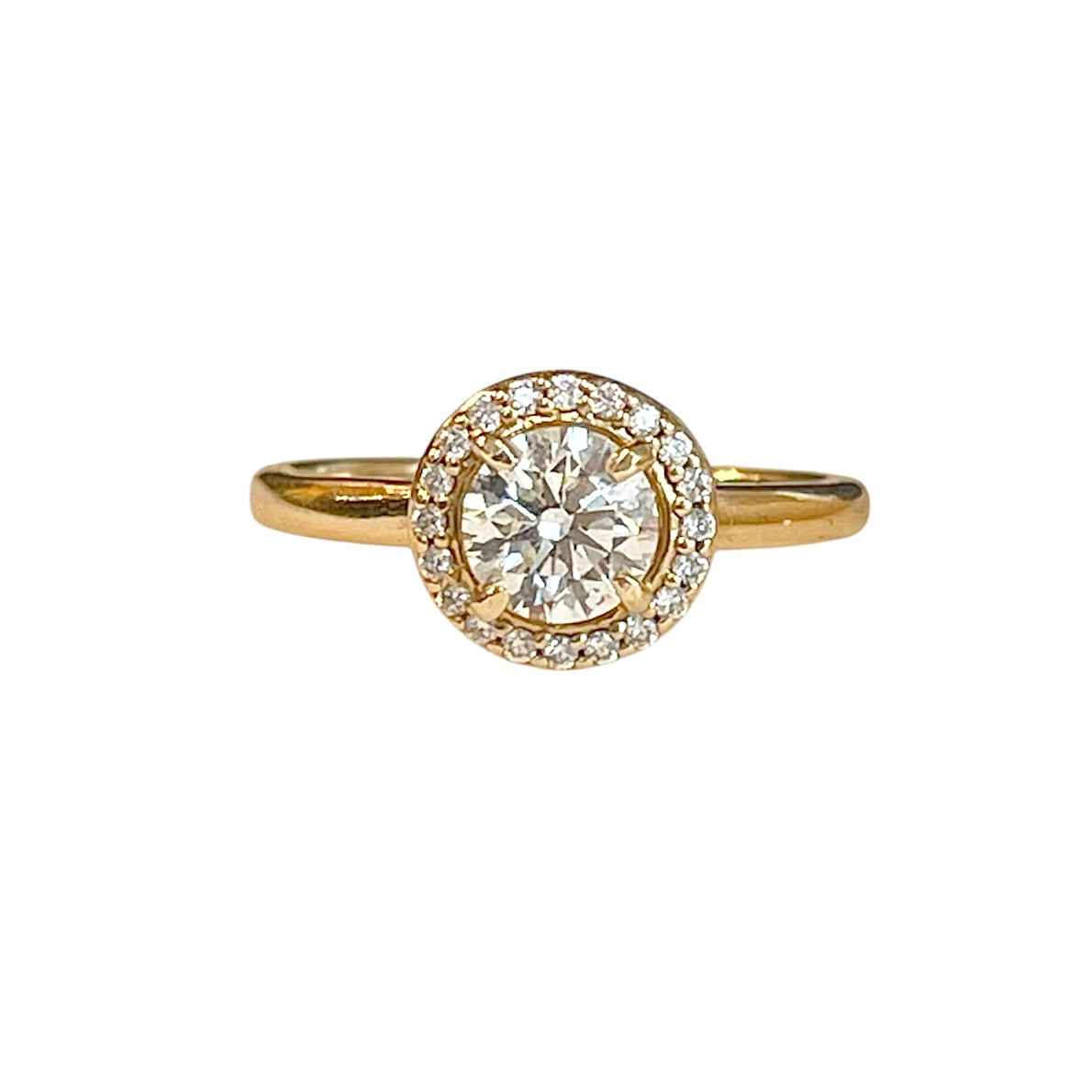 14k yellow gold engagement ring, 14k yellow gold halo engagement ring, 14k yellow gold antique inspired engagement ring, 14k yellow gold victorian inspired engagement ring, .50ct round brilliant diamond halo ring, repurposed diamond ring, antique diamond ring, handmade engagement ring