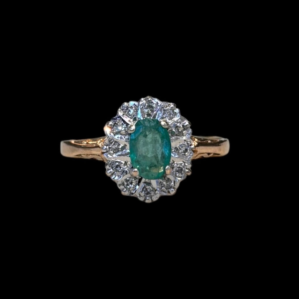 Antique Emerald Halo Ring
