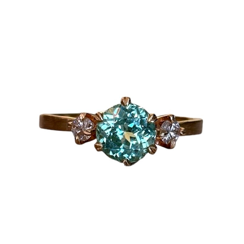 Seafoam Sapphire and Diamond Trio Ring