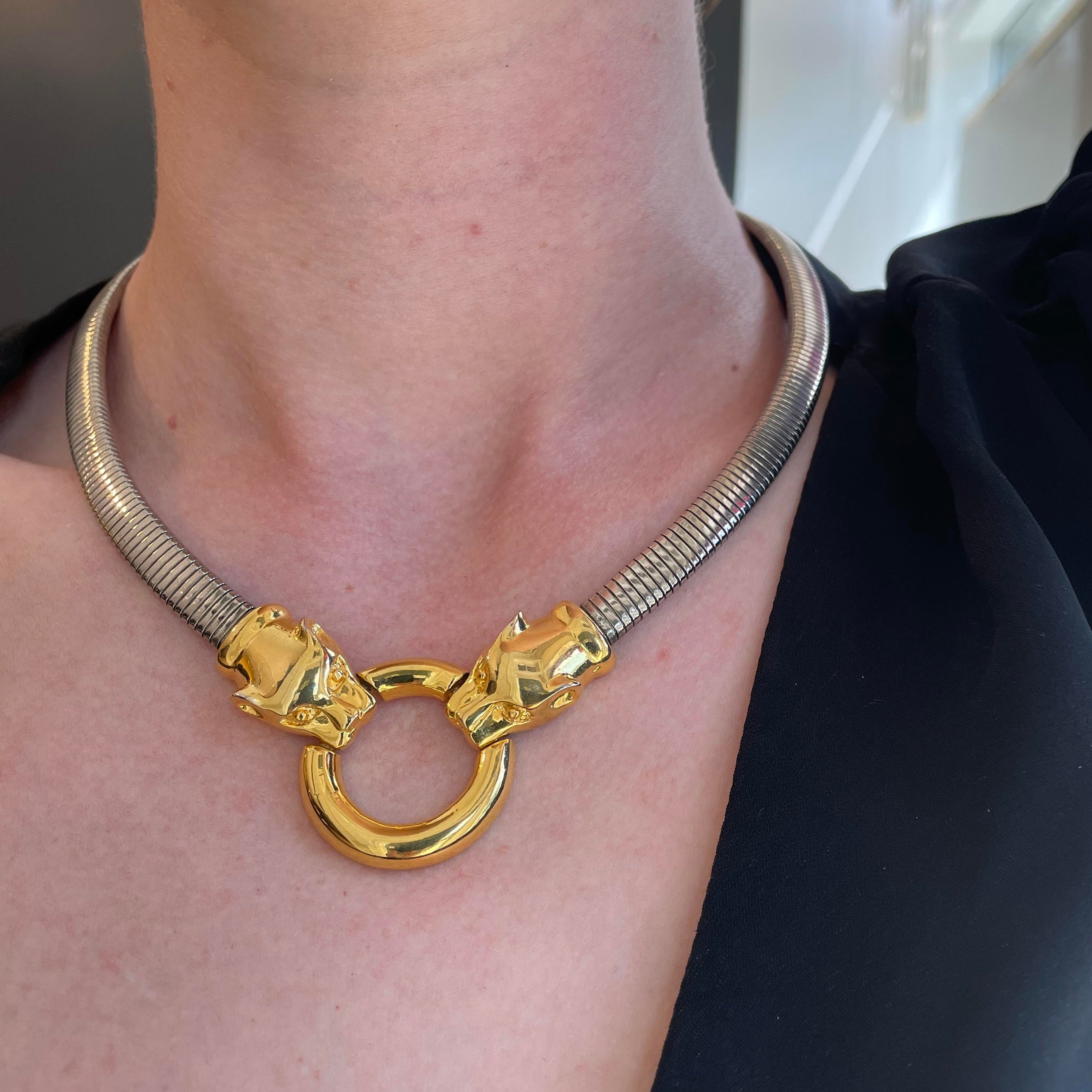 Vintage Double Jaguar Necklace