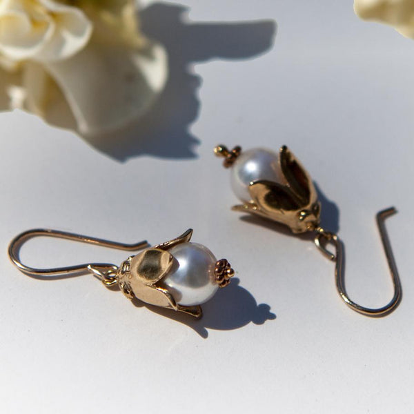 40% Off! Pyrite Lily Cap Earrings