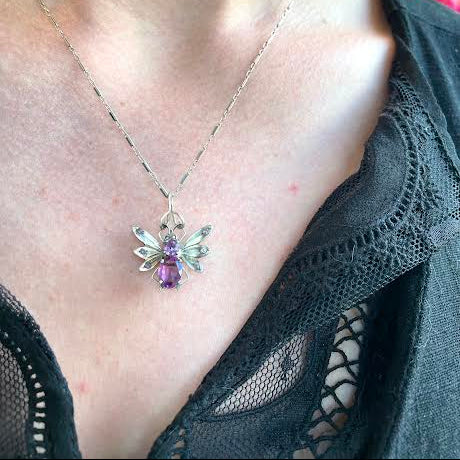 Antique Victorian Amethyst Butterfly Necklace