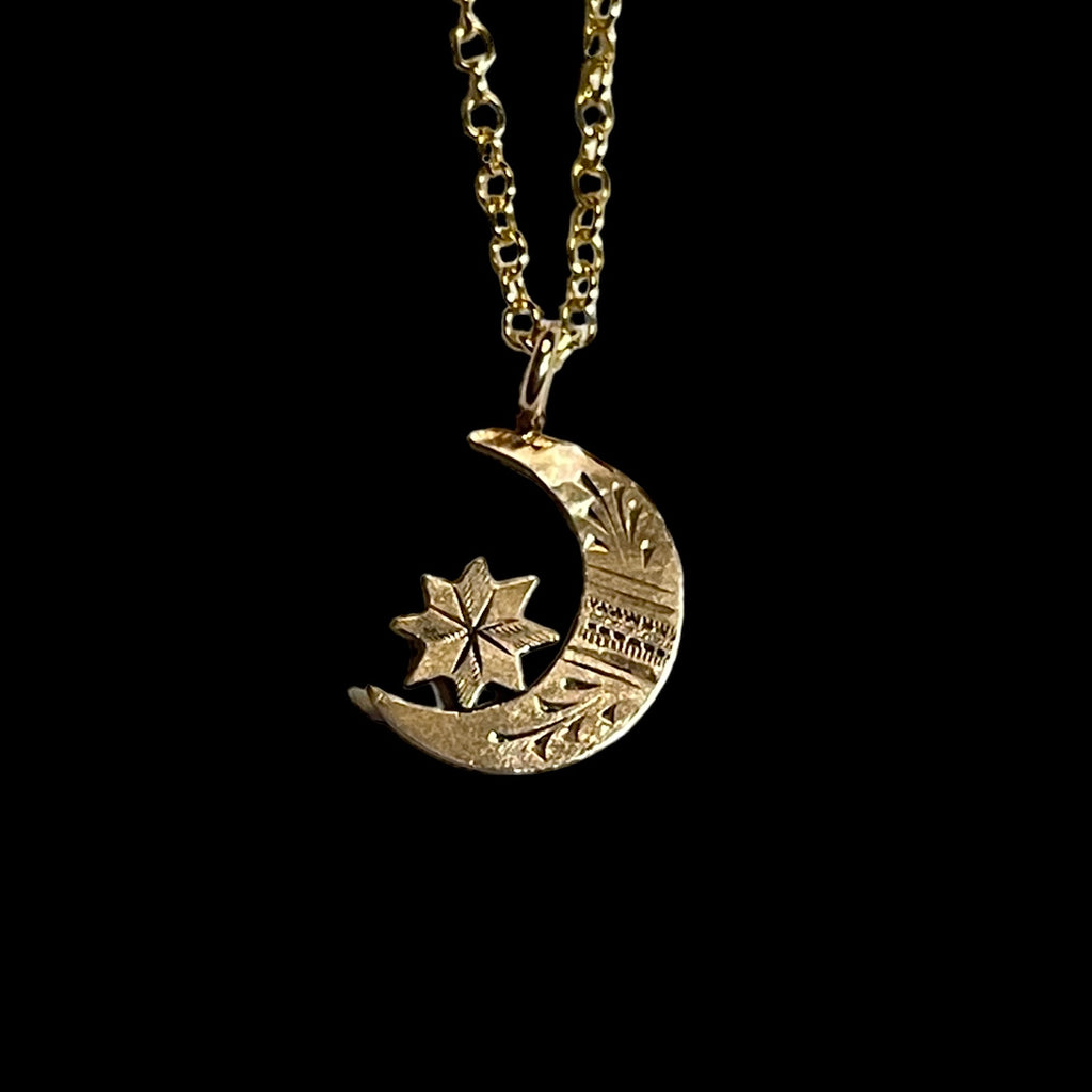 Victorian Moon and Star Pendant