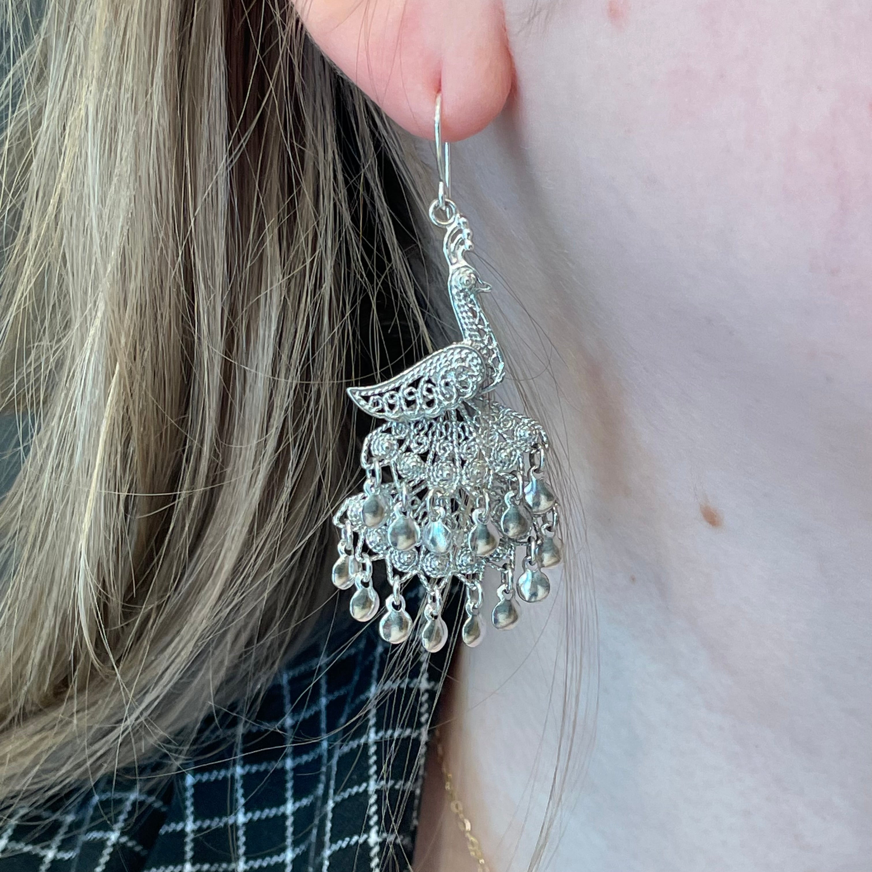 Antique Cannetille Peacock Earrings