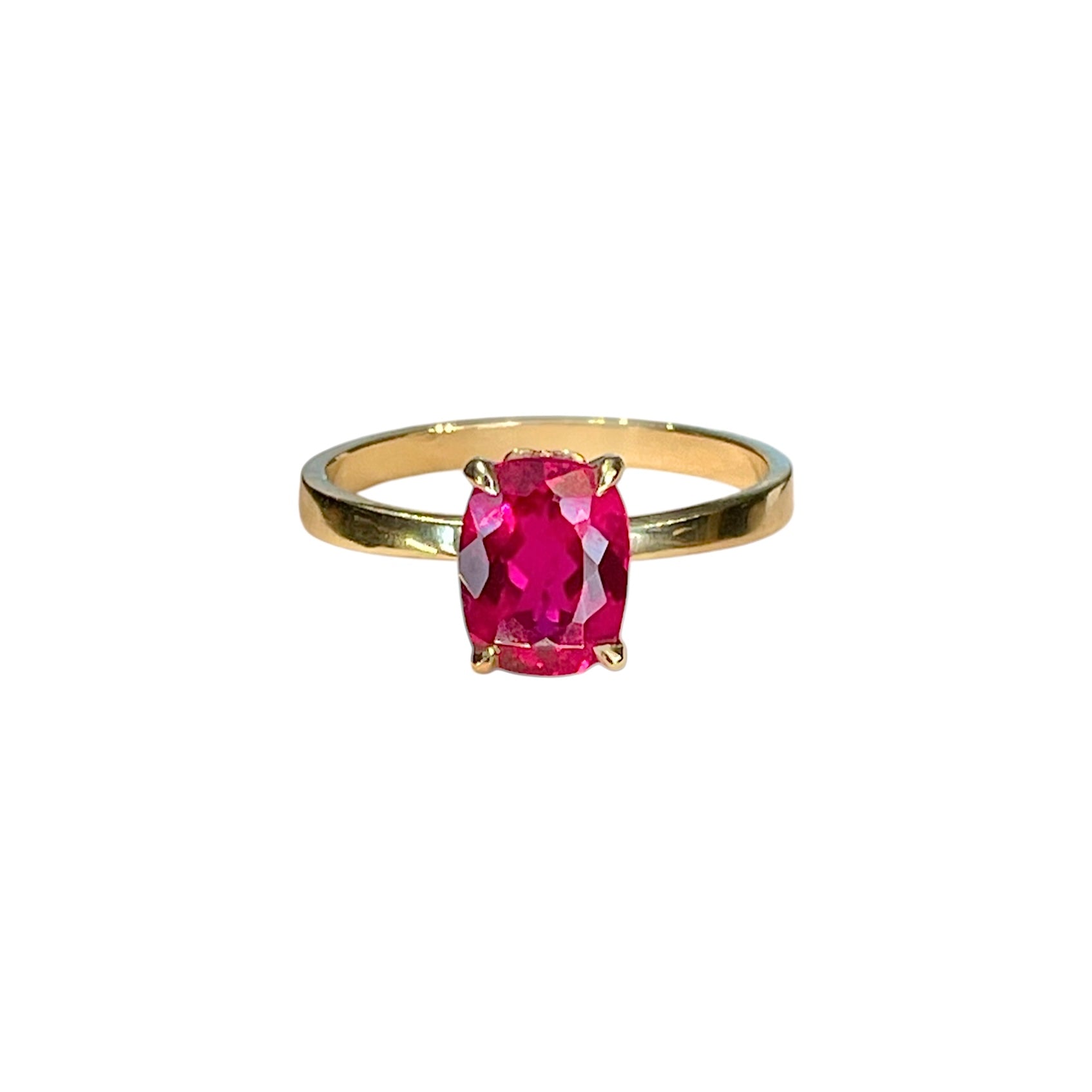 Cushion Cut Ruby Solitaire Ring