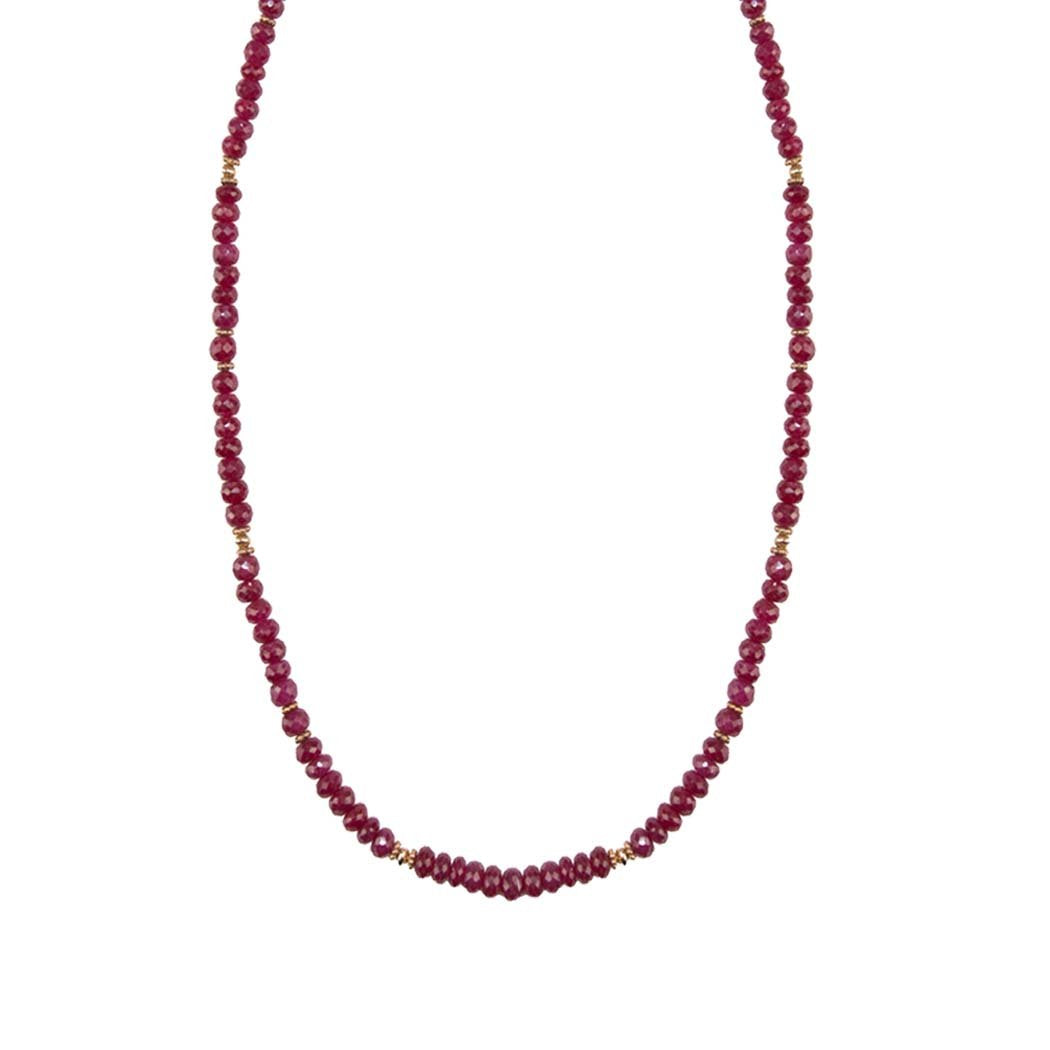 Straight Beaded Necklace w. Precious Stones