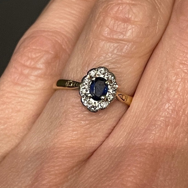 Antique Sapphire Halo Engagement Ring