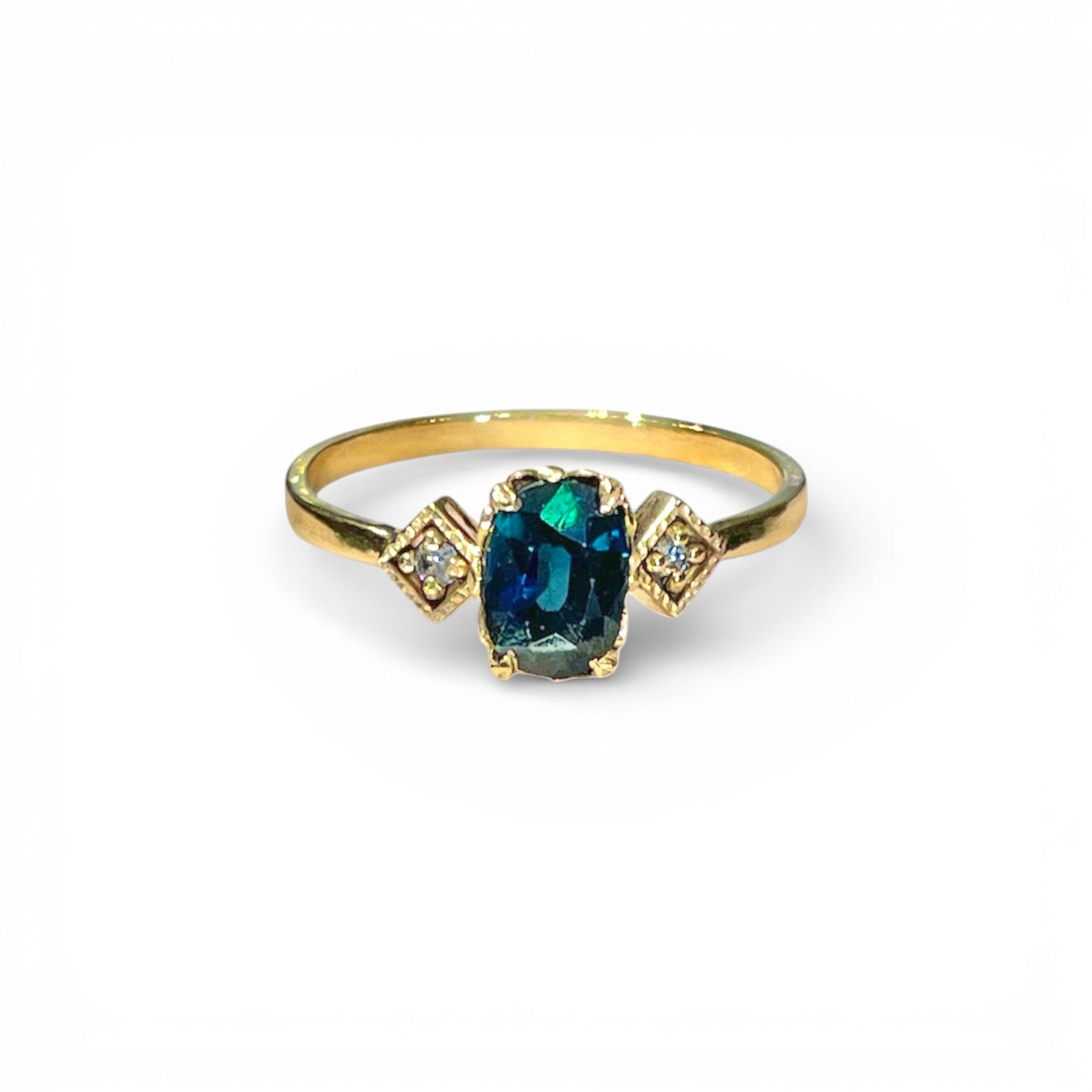 The Venus Ring with Teal Sapphire