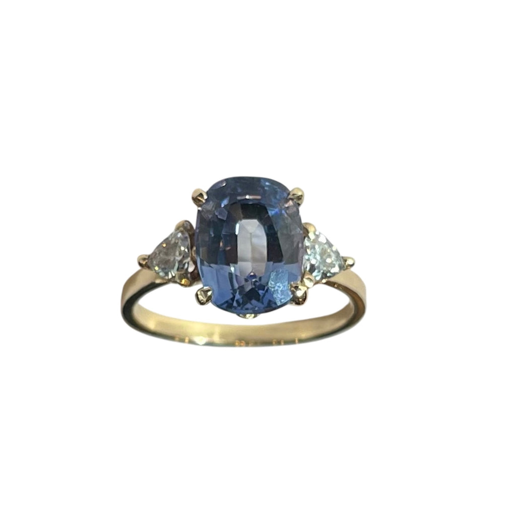 Cushion Cut Sapphire Trio Ring