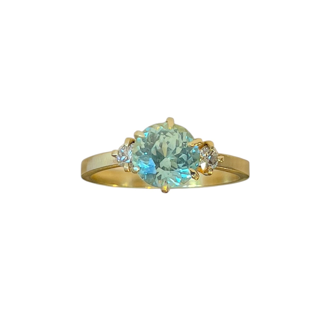 Seafoam Sapphire and Diamond Trio Ring