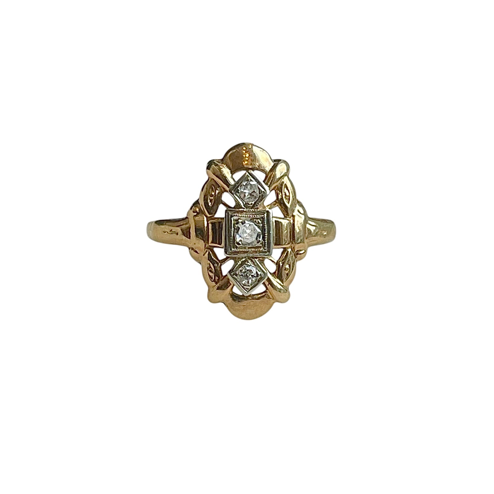 Antique Diamond Shield Ring