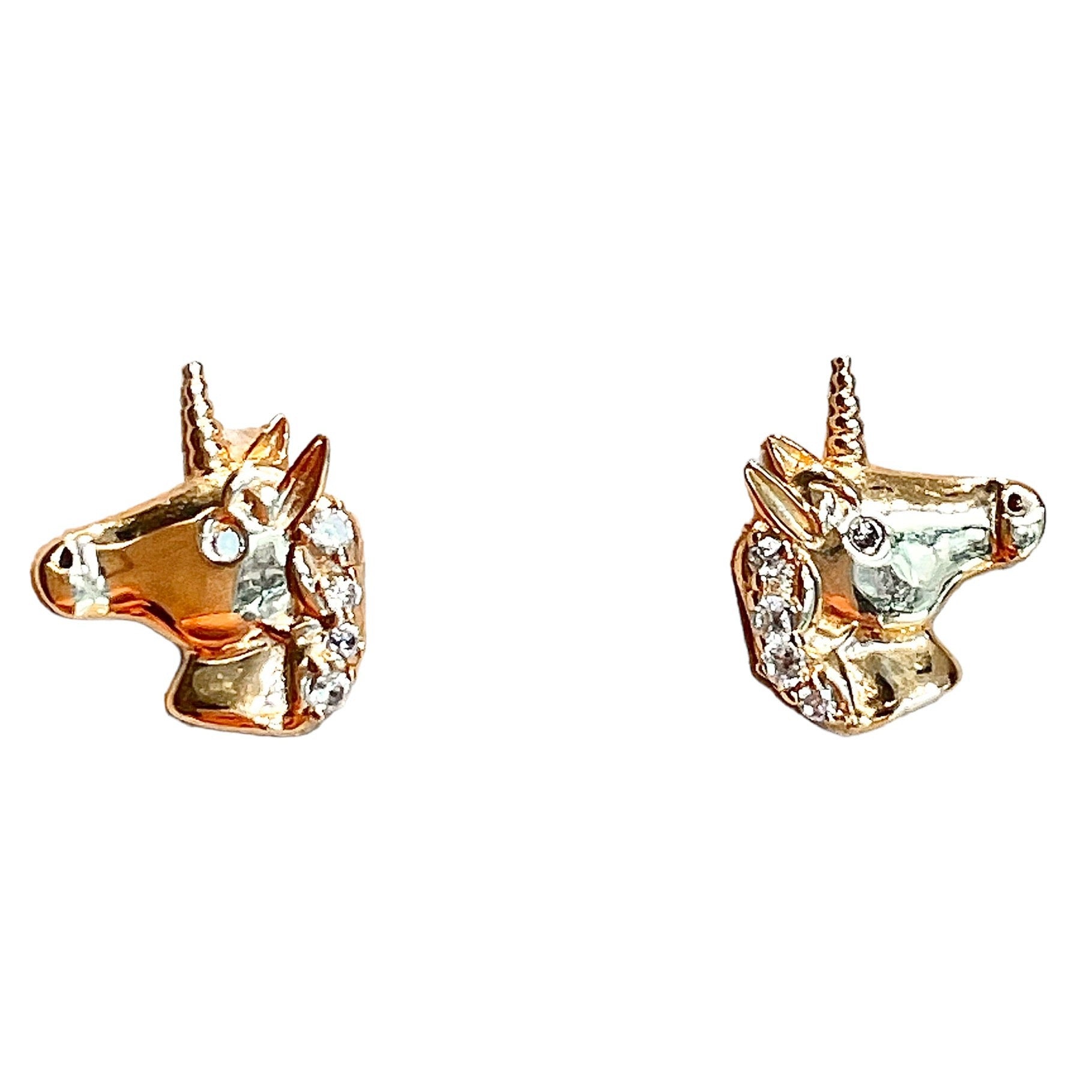 14k Gold Unicorn Stud Earrings - Zoe Lev Jewelry