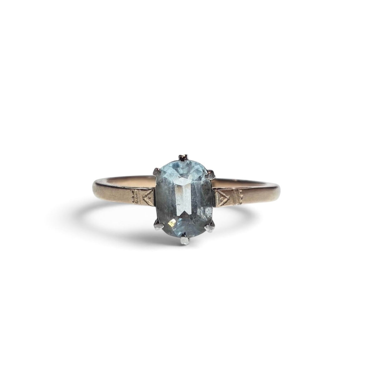 Antique Cushion Cut Aquamarine Ring