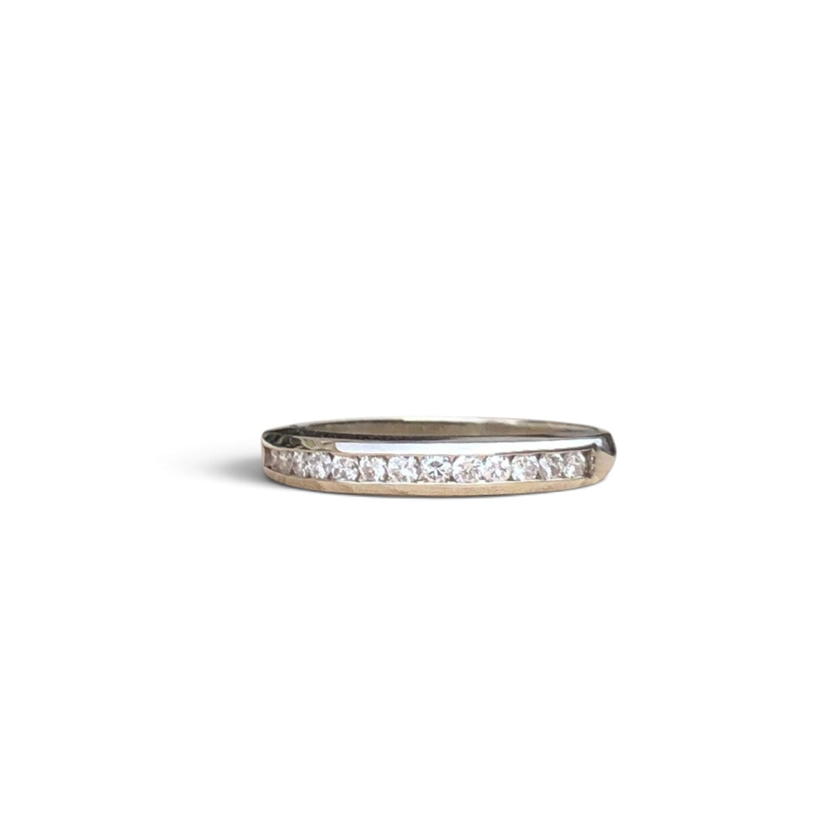 Vintage 14k White Gold Channel Set Diamond Ring
