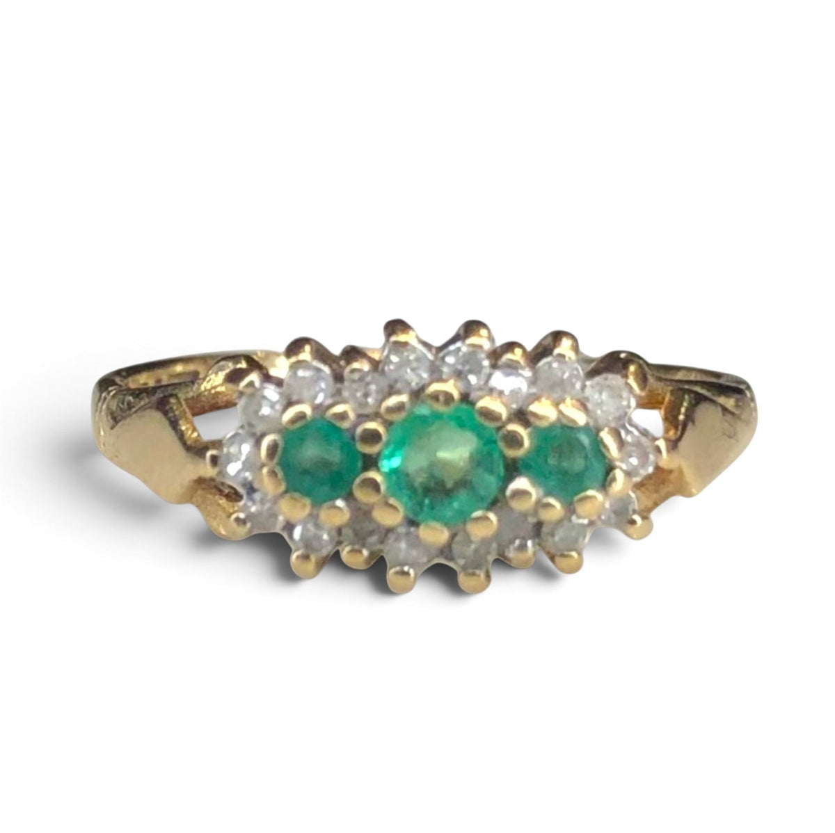 Vintage Emerald and Diamond Trio Ring